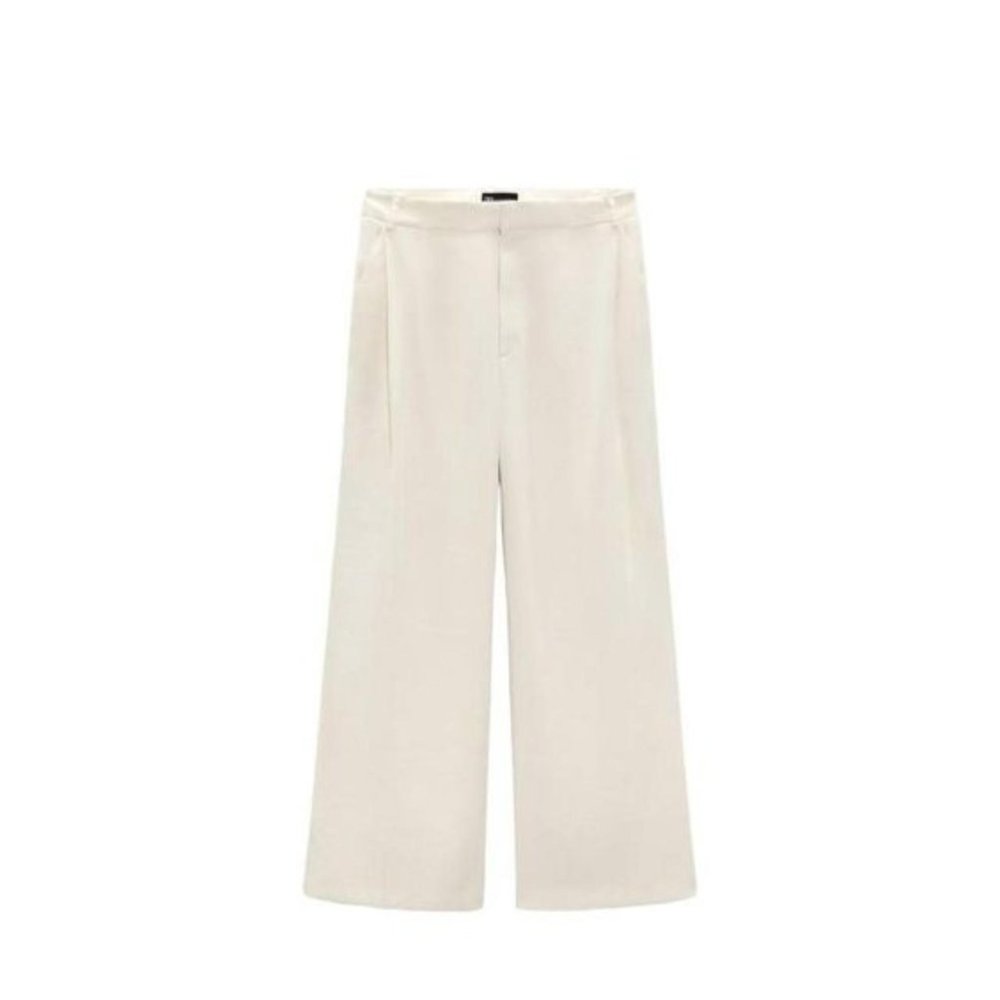 ZARA wide length ivory high waisted pants WOT